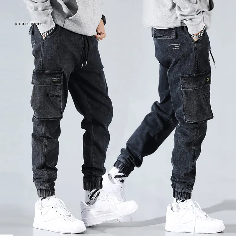 Джинсы-карго мужские свободного покроя модные штаны-султанки в японском стиле