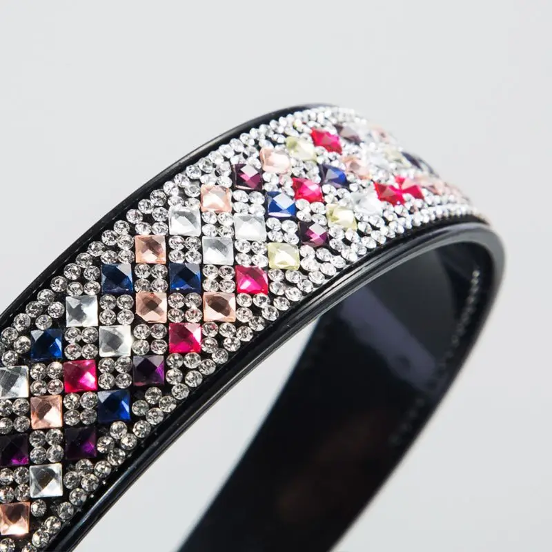 Роскошный ободок в стиле барокко цветные стразы Женская Нескользящая акриловая