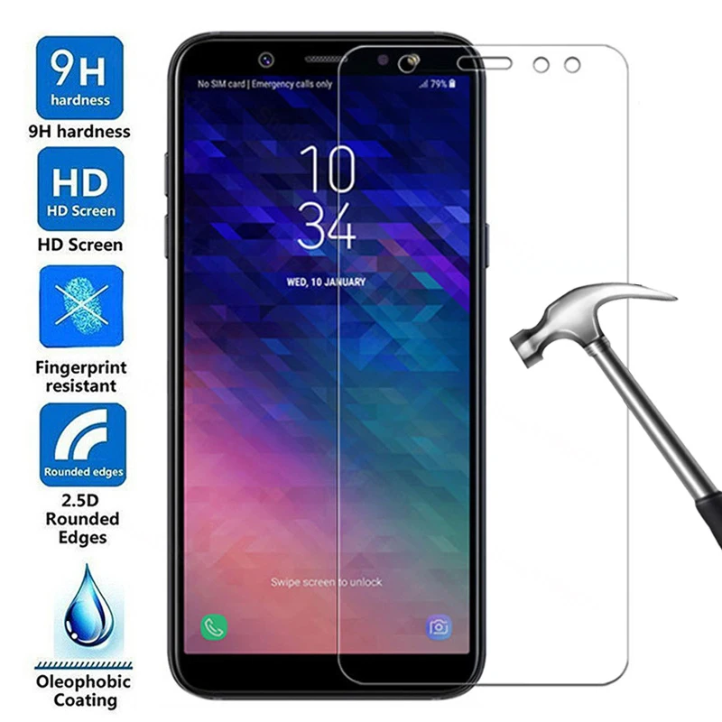 Закаленное стекло твердостью 9H для Samsung Galaxy A6 A8 Plus A5 A7 A9 2018 на J4 J6 J2 J3 J7 J8 пленка