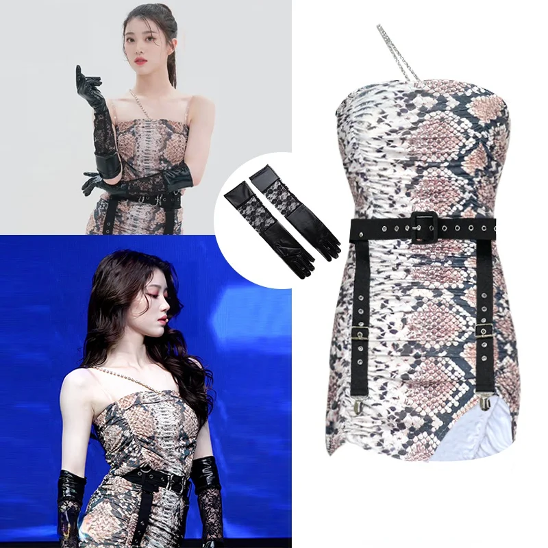 

Корейское женское уличное платье Kpop в стиле хип-хоп для джазовых танцев, платье без бретелек с открытой спиной, сценический костюм, женская ...