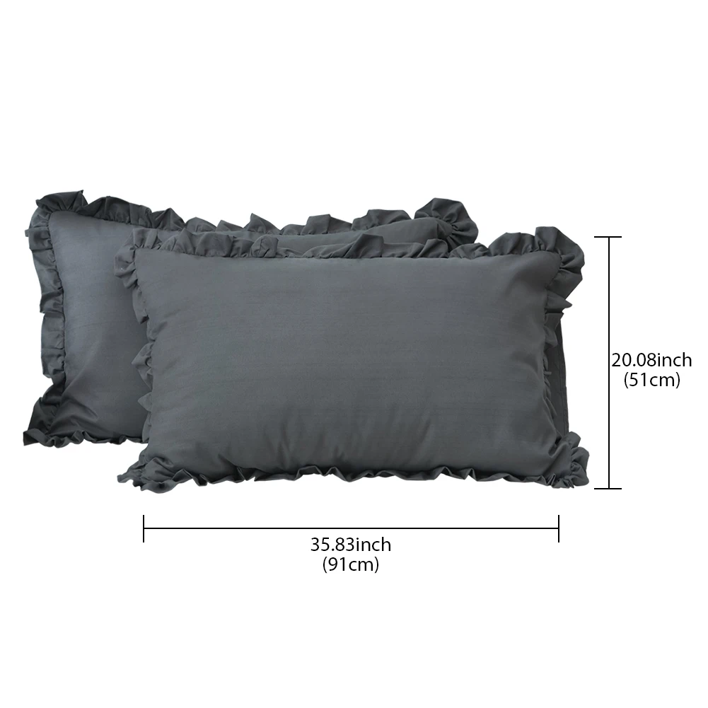 

Pillow Case Ruffled Bedding Pillowcase Cushion Rectangular Cover Smooth Home Use Cover Envelope Closure Pillowcase White Grey