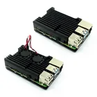 Алюминиевый металлический чехол Raspberry Pi 4, алюминиевый чехол с двойным вентилятором и радиатором для Raspberry Pi 4 Model B 4B Plus