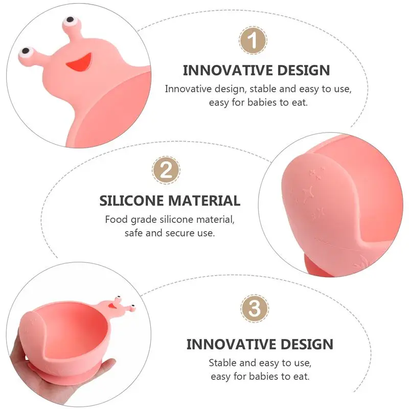 

1pc Silicone Baby Eating Training Bowl Children Silicone Tableware (Pink)