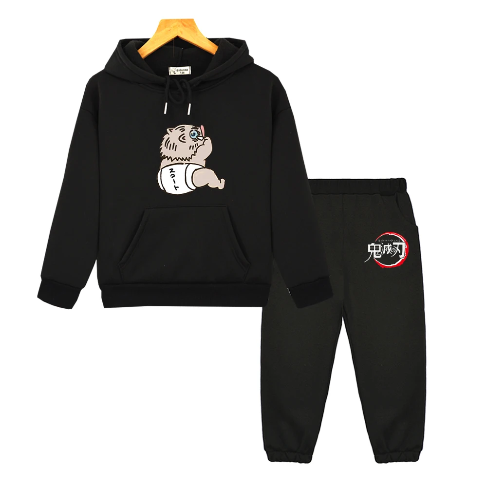 

Baby Inosuke Pullover Hoodie Suit Demon Slayer Cartoon Children's Clothing Boy Child Set Kids Sweatshirt Top+Pants Girl Outfits