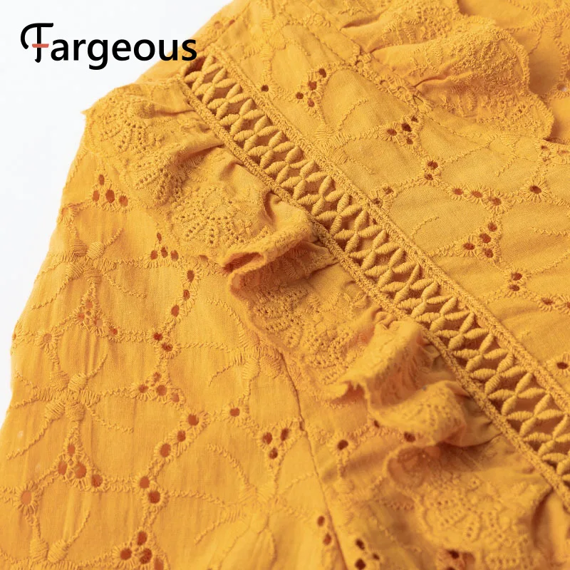 Женская блузка в горошек Fargeous кружевная с треугольным вырезом летняя 2019|Блузки| |