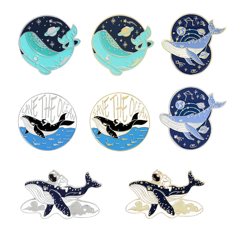 

Cartoon Universe Brooches Astronaut Whale Adventure Space Ocean Badge Enamel Lapel pins Brooch Jewelry Gift for Friend Wholesale