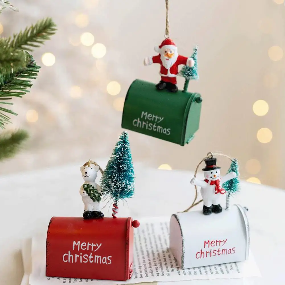 

Christmas Mailbox Pendant Christmas Ornaments Resin Accessories Gift Metal Art Craft Creative Home Decorations