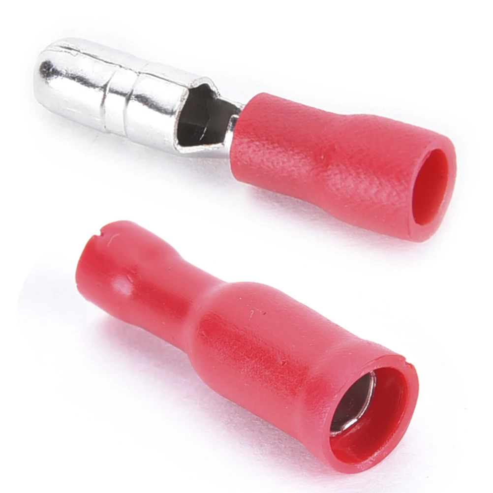 100 шт. красные изолированные гнездовые и мужские пулевидные стыковые соединители