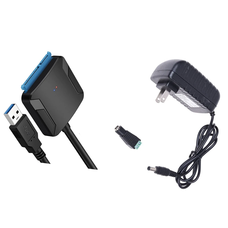 1Pcs 12V Power Supply Adapter 2a Transformer 110-220V & SATa To USB 3.0 2.5/3.5 HDD SSD Hard Drive Converter Cable Line Ada |