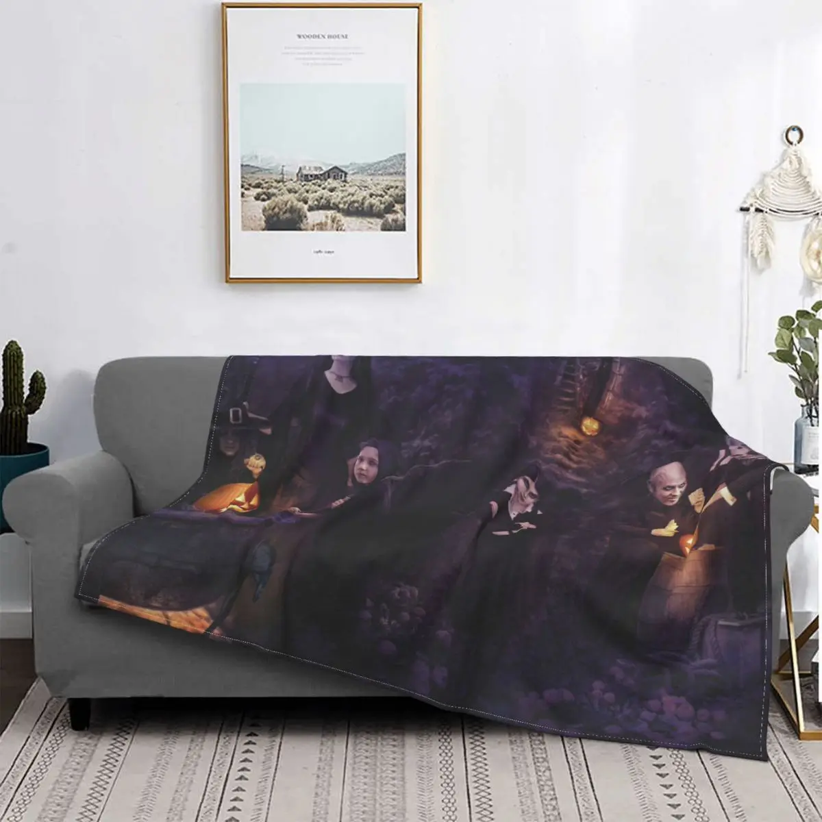

The Addams Family Morticia Animated Movie Blanket Flannel Spring Autumn Pumpkin Lantern Warm Throws For Winter Bedding