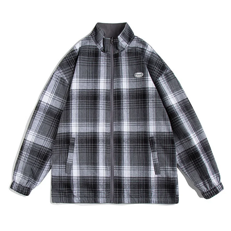 

Куртка мужская двухсторонняя в клетку, с воротником-стойкой, 5XL