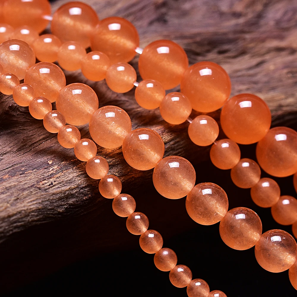 Асингелу А грейд оранжевый кварцевый круглый натуральный камень для изготовления браслетов и ожерелий 5 размеров на выбор.