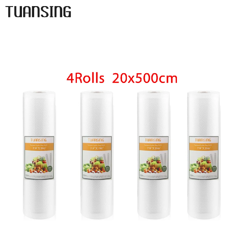 4 rolls 20cm bags Кухонные пищевые вакуумные пакеты для запечатывающего устройства для сохранения свежести продуктов вакуумная сумка сумки для хранения вакуумного упаковщика вакуумная упаковка 4 рулона - Цвет: 4 rolls 20cm bags