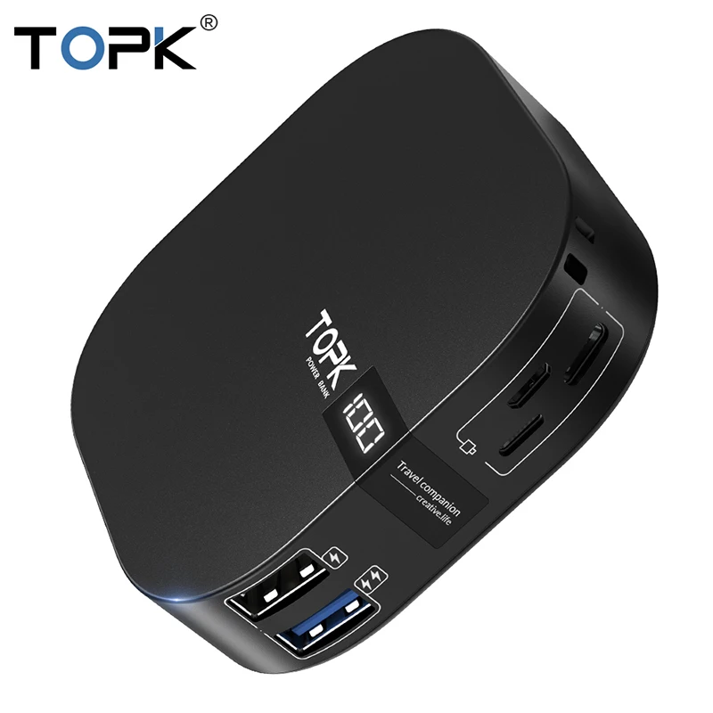 TOPK mi ni power Bank 10000 мАч Зарядное устройство портативное зарядное внешний