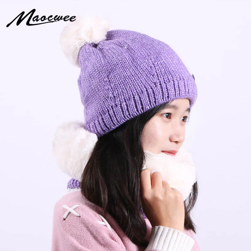 Зимняя шапка и шарф набор для женщин мужчин вязаная Biggy фетровая с подкладкой