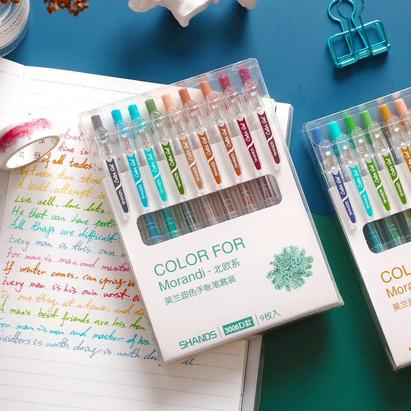 9-color Set Morandi Colorful Hand Account Pen Core Gel Kawaii Student Notebook Painting Writing Supplies Learning Stationery | Канцтовары
