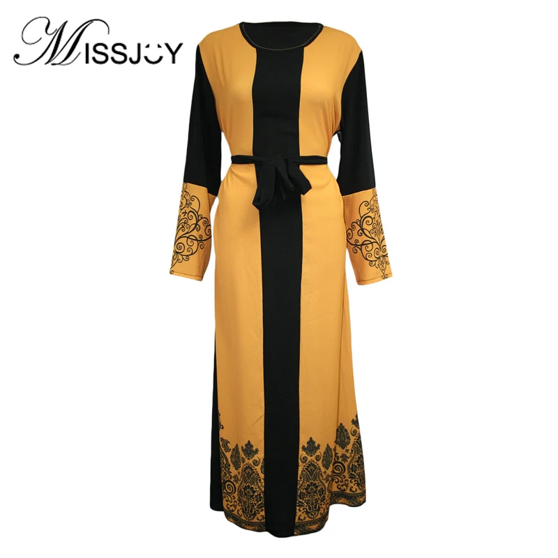MISSJOY новинка 2019 лоскутное мусульманское женское платье арабское абайя круглый