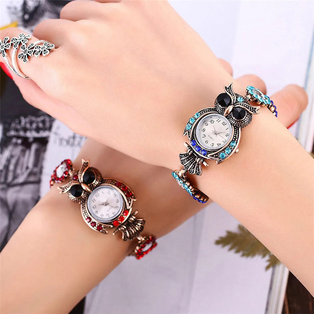

Vintage Owl Fashion Watch Womens Quartz Bracelet Brand Watches Gift Wrist Watch 2019 Clock Wholesale reloj mujer Relogio saat Q