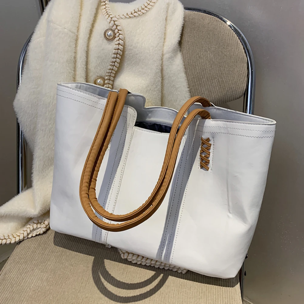 

Vintage Women PU Leather Shoulder Bag Solid Color Large Capacity Handbags