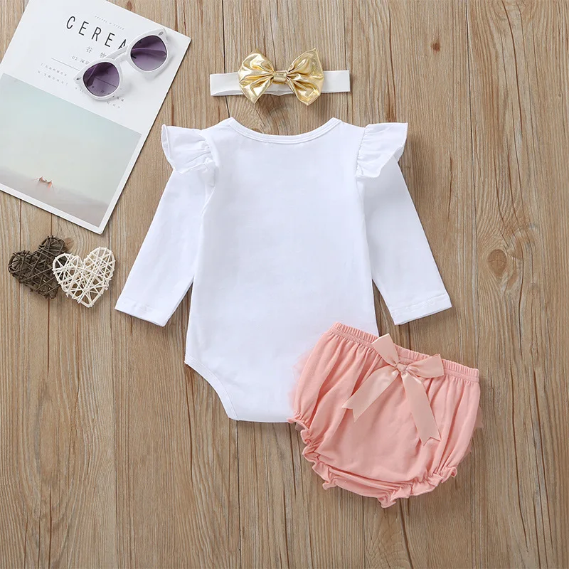 Комплект из 3 предметов для новорожденных девочек Осенний топ с принтом Love боди +