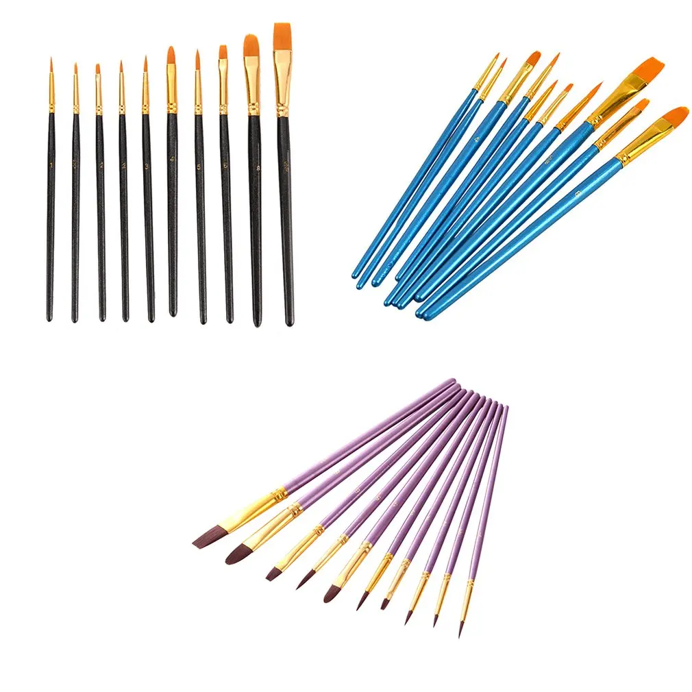 10 шт. синяя палочка Нейлоновая Щетка для волос Акриловая Акварельная вода мелок