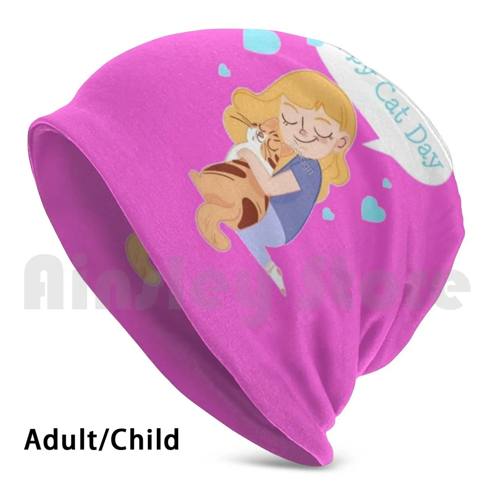 Девушка с котом между ее щитами. Вязаная Шапка-бини в стиле хип-хоп | Аксессуары