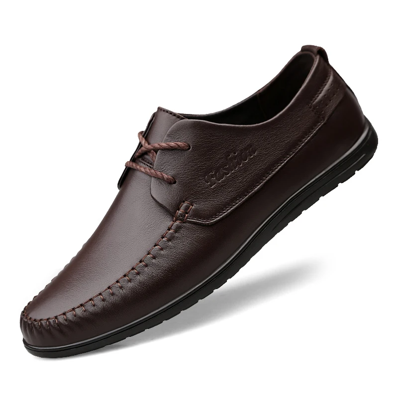 

genuine leather shoes men casual designer mens man black luxury lether shoe spring autumn breathable chaussure homme cuir