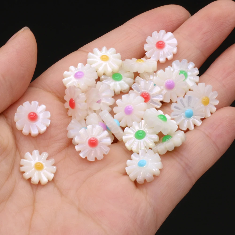 

Hot Natural Pearl SeaShell Beads Sunflower Shape Loose Spacer Bead for Jewelry Making Diy Trendy Necklace Earrings Accessories