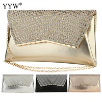 elegant rhinestone envelope handbag bag women gold sliver party clutches shoulder bag shiny wallet wedding purse bolso mujer