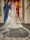 2020 элегантные женские собора Кружева Свадебные вуали 300*150 см Тюль Фата 1 Слои без расческой свадебные аксессуары