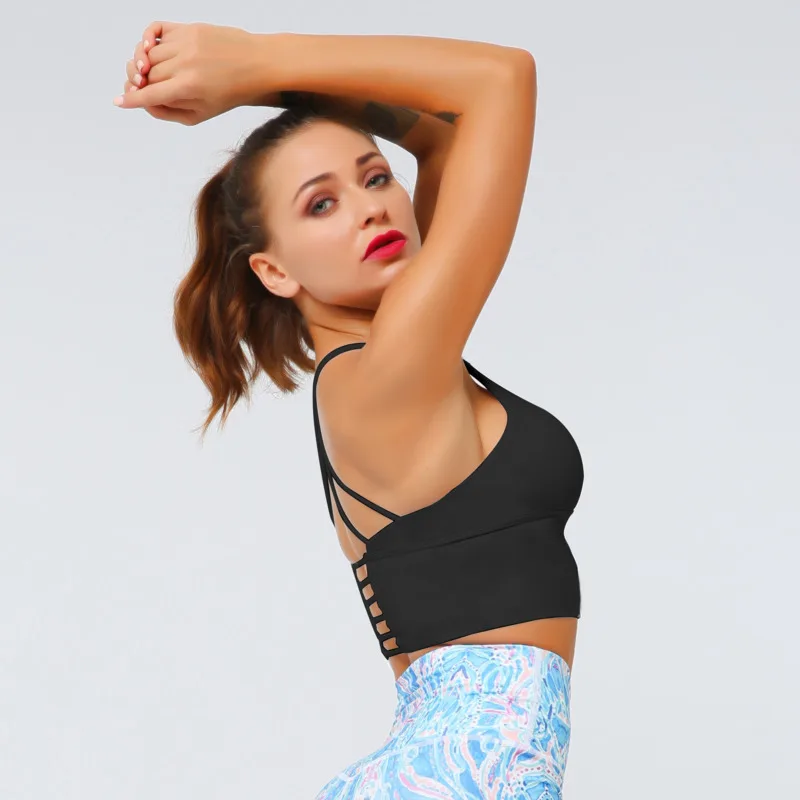 Женский бюстгальтер для йоги NCLAGEN спортивный с тонкими бретельками и открытой