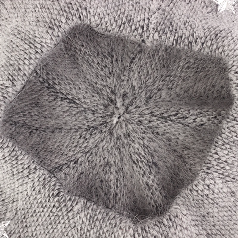 Geebro Women Star Angora rabbit Beret hat Beanies Soft Oversize Slouch hats Ladies Female Bonnet Winter Warm Fashion caps