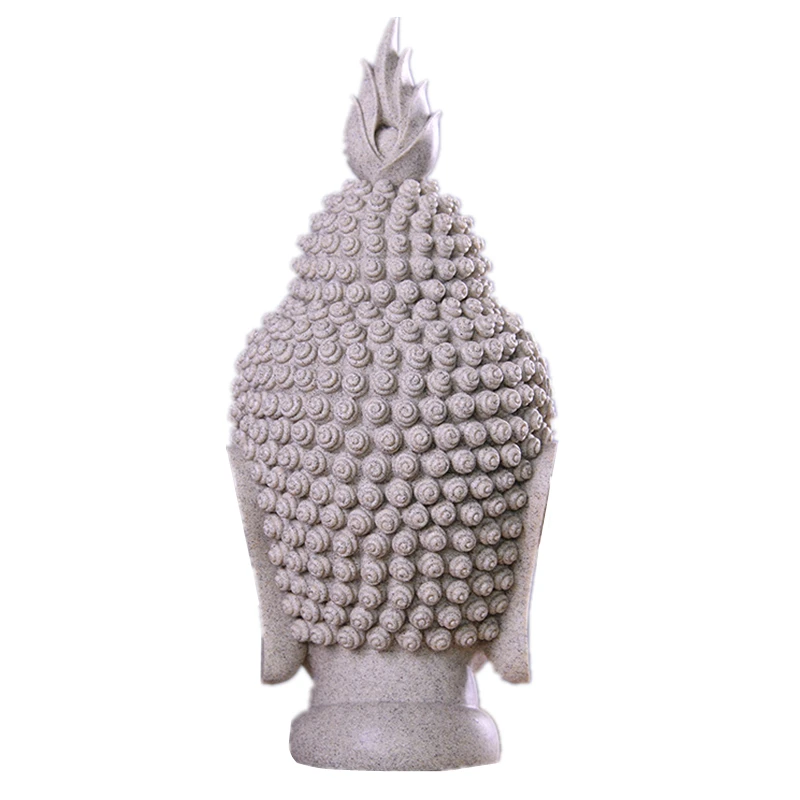 

Sandstone China Buddha Head Statue Thiland Buddha-Headed Statue Fengshui Figurine Buddhism Sculptures Home Decor