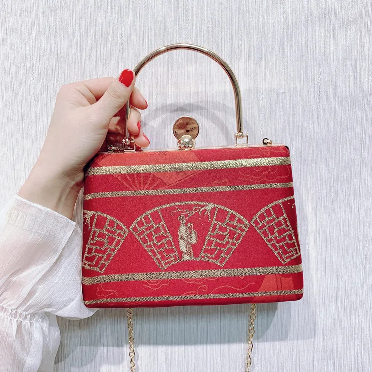 

Mouth Gold Retro Evening Bags for Women Chinese Style Handbag Female Dinner Bags Elegant Lady Mother Original Clutch Purse