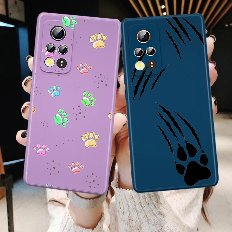 

Dog Footprint Paw Liquid Silicone Soft Cover For Honor 50 SE 30 30S 20 20i 10i 10X 9S 9C 9X Pro Plus Lite Phone Case