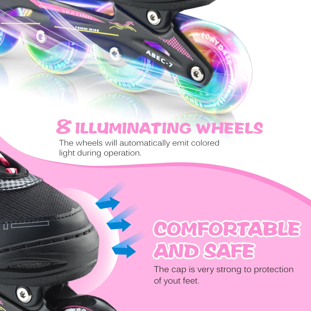 

Competition Skates Adjustable Inline Skates with Illuminating Wheels For Kids Boys Girls Ladies Sliding Free Skate