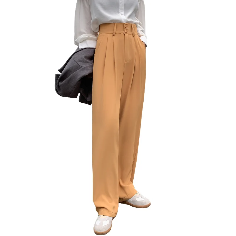 

Women's Wide-Leg Pants High Waist Drooping Autumn 2020 New Korean Style Slimming Casual Mopping Suit Pants Straight Loose