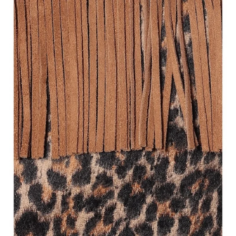

clothing Big-name women's winter leopard print tassel coats woman winter 2021New women's long-sleeved fashion top jacket XL
