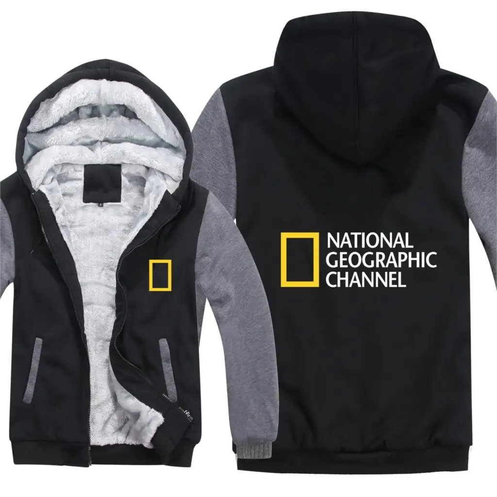

National Geographic Channel Hoodies Winter Men Fashion Wool Liner Jacket National Geographic Sweatshirts Men Coat