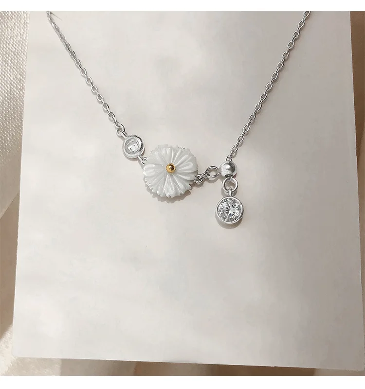 925 Sterling Silver Shell Daisy Crystal Round Charm Bracelet For Women &ampBangle Wedding Jewelry Party SL123 | Украшения и