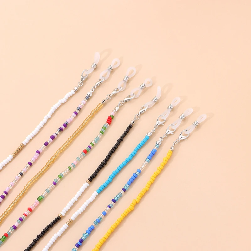 

Fashion Hanging Phone Straps Protect Ears Anti-lost Glasses Chain Colorful Rice Beads Face Mask Lanyards Beads Neck Straps