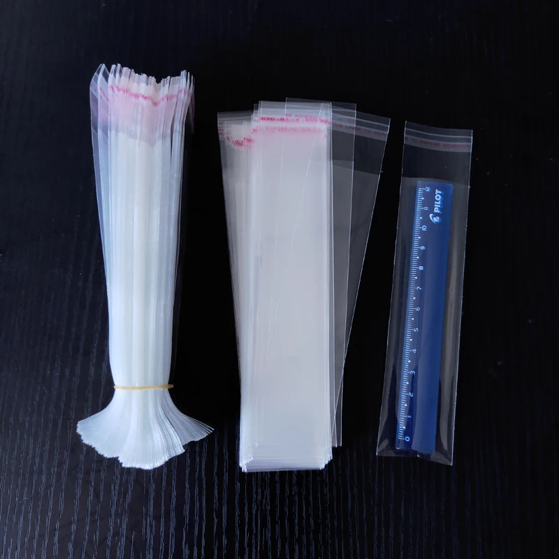 1000pcs 3cm Wide Transparent Self Sealing Plastic Bags Gift Jewelry Packaging Bag Cellophane Long Pen Pencil Bag Slender Bag