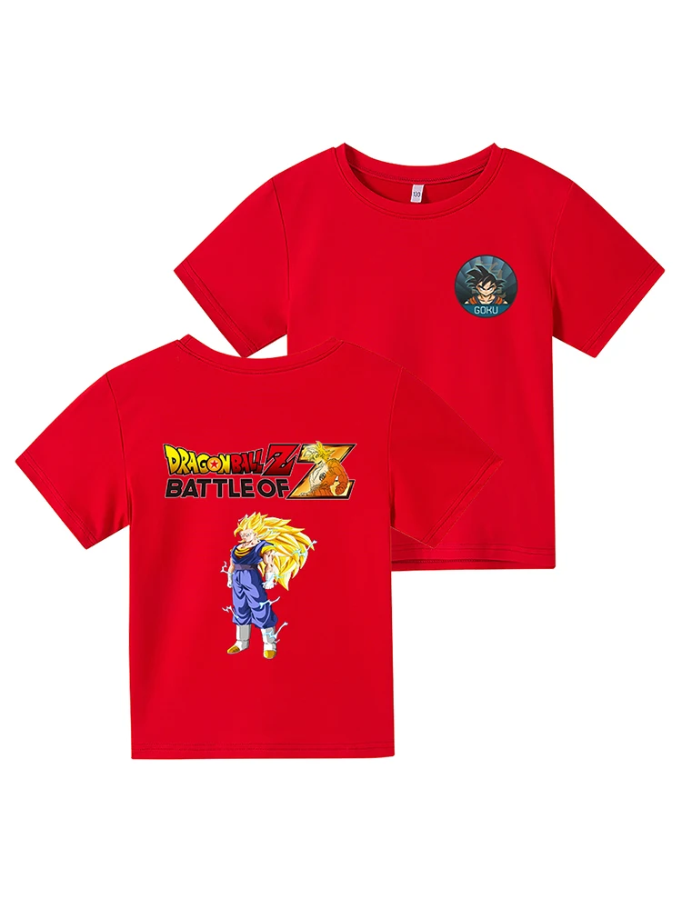 

2021 Summer Boys Cartoon Goku T-Shirt Girls Streetwear Children Kids Clothes Cute Fashion Pure CottonT Shirts O-Neck