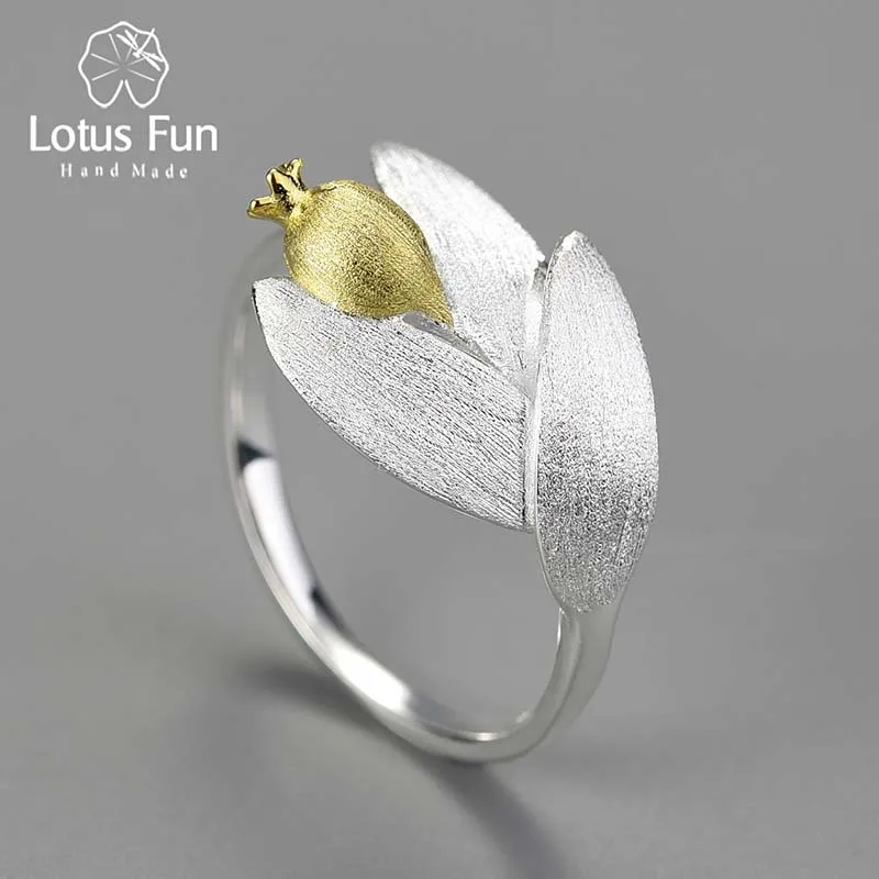 

Lotus Fun Pomegranate Fruits Leaves Branch Adjustable Rings for Women 925 Sterling Silver Fashion Dating Jewelry Female Gift