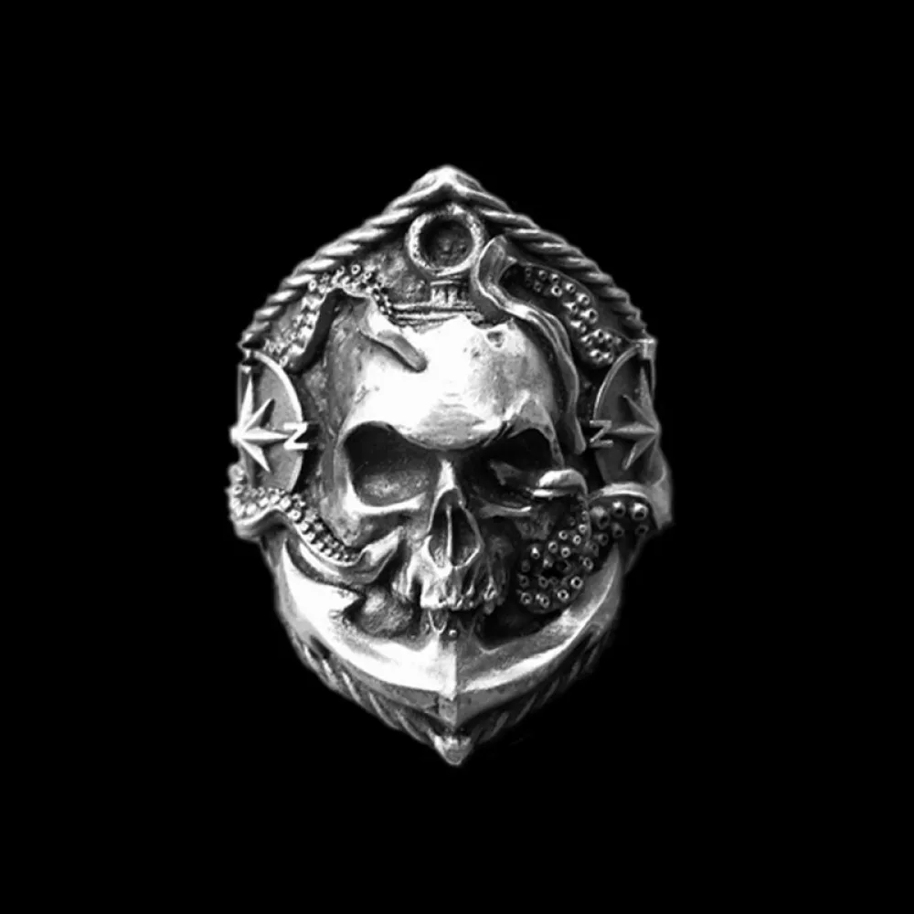 Панк якорь Череп матросский Байкер кольцо Морской Компас осьминог щупальца