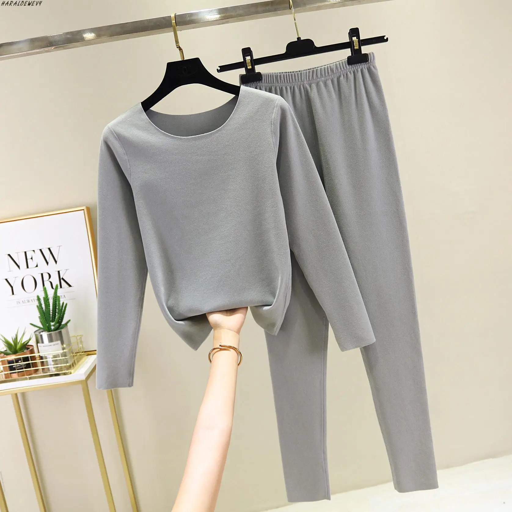 Knitted 2 pieces Set Tracksuits Women 2019 Autumn Winter Thick Warm O-neck Loose Sweater+Ankle-Length Pants Cashmere Suit | Женская