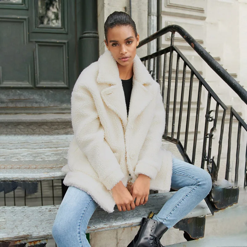 MONMOIRA однотонные однобортные негабаритные меховые пальто женские повседневные