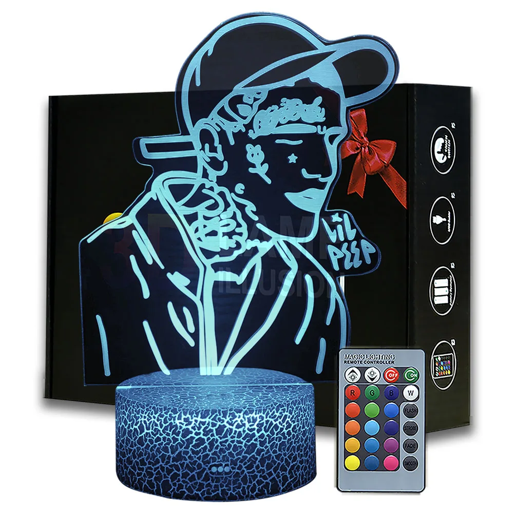 Американский рэпер Lil Peep светодиодный ночной Светильник Для Домашнее украшение