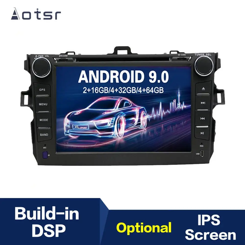 Автомобильный мультимедийный плеер 8 дюймов Android 9 IPS GPS навигация PX5 для Toyota Corolla 2007