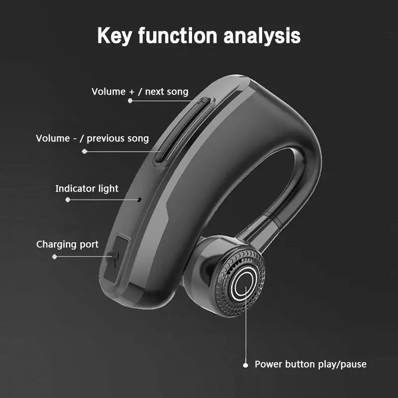 Новинка V9 беспроводные bluetooth-наушники с громкой связью, с управлением шумом, Бизнес Беспроводная bluetooth-гарнитура с микрофоном для спорта и вождения